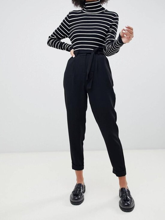 ASOS Pants - EUC ASOS Woven Peg Pants with OBI Tie - Black / US 10